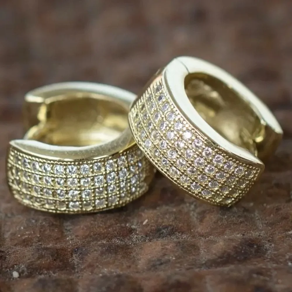NEW Cool Men Women Silver Gold Color Punk Round Hoop Stud Earrings - Picture 2 of 5